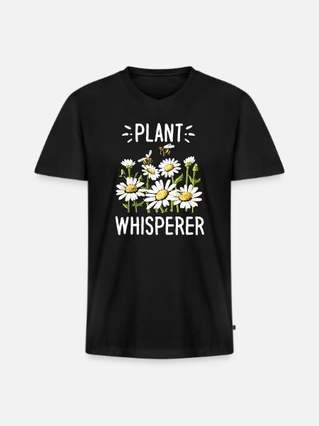 Plant Whisperer - Men's Premium Organic T-shirt with V-neck - black