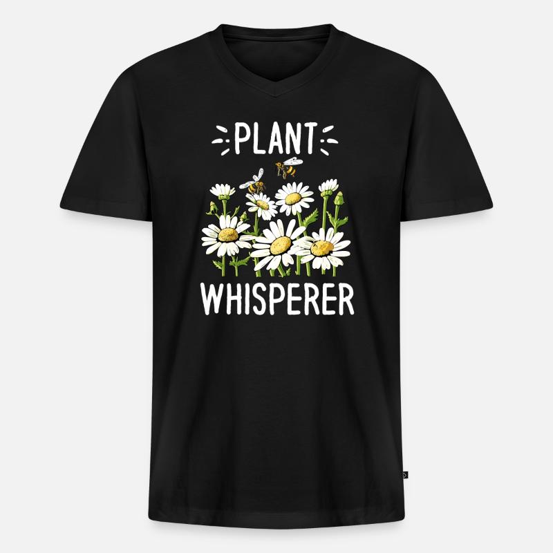 Pflanzenflüsterer - Männer Premium Bio T-Shirt mit V-Ausschnitt - Schwarz