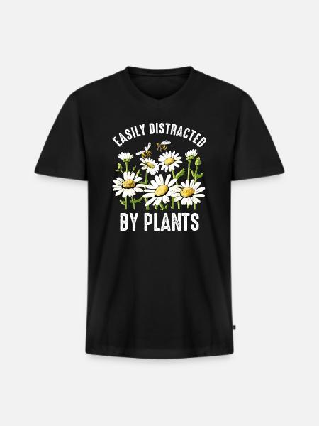 Easiliy Distracted By Marguerites - Men's Premium Organic T-shirt with V-neck - black