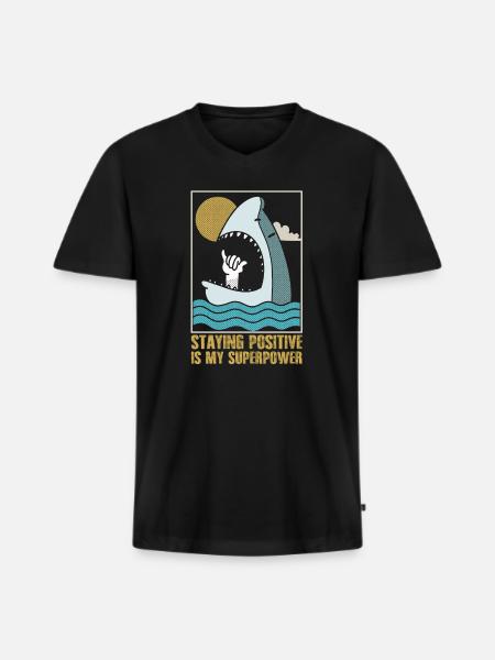 Staying Positive Is My Superpower - Men's Premium Organic T-shirt with V-neck - black