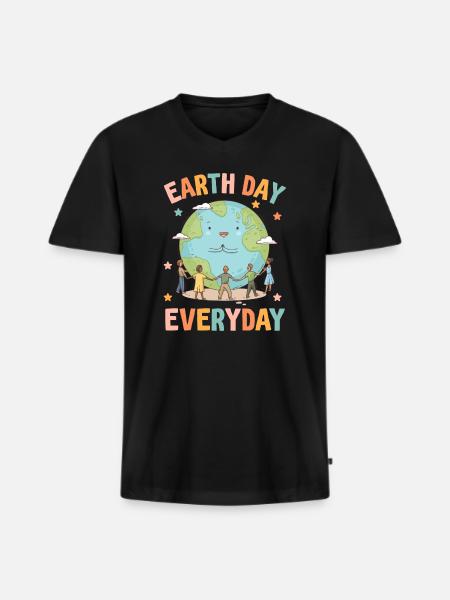 Earth Day Everyday Environmental Awareness - Men's Premium Organic T-shirt with V-neck - black