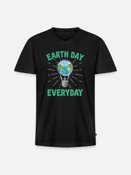 Earth Day Everyday Environmental Awareness - Men's Premium Organic T-shirt with V-neck - black