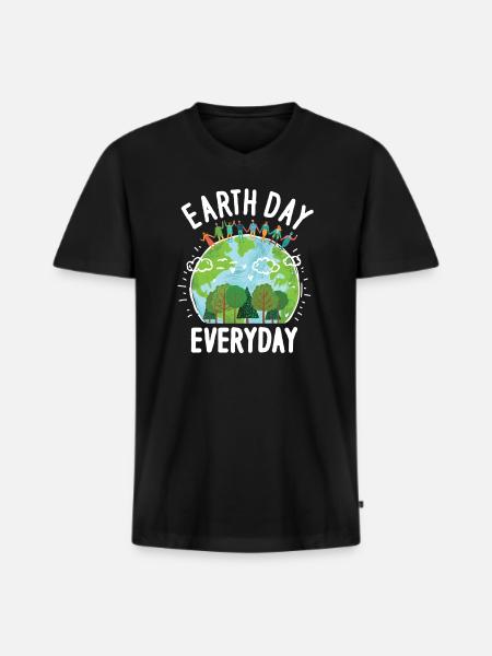 Earth Day Everyday Environmental Awareness - Men's Premium Organic T-shirt with V-neck - black