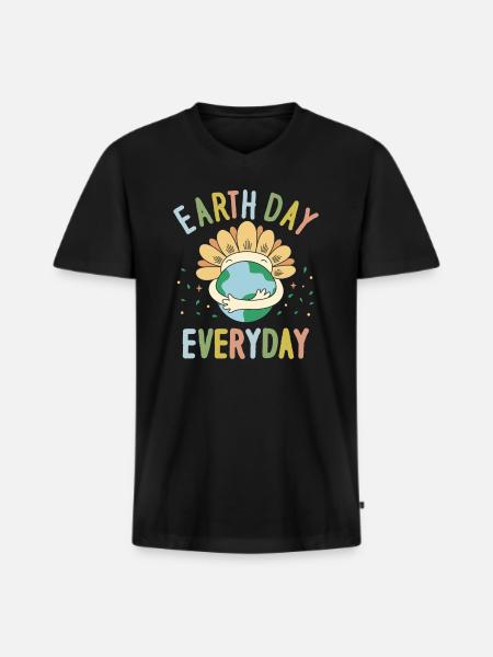Earth Day Everyday Environmental Awareness - Men's Premium Organic T-shirt with V-neck - black