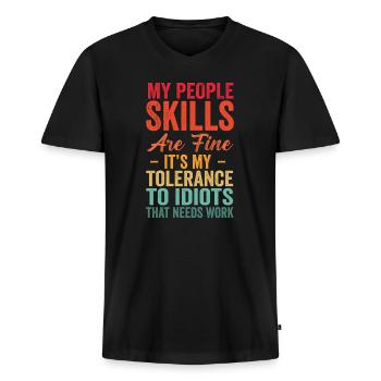 Mes compétences relationnelles sont très bien - T-shirt encolure en V Premium bio Homme - noir - Devant - Nico (187cm)