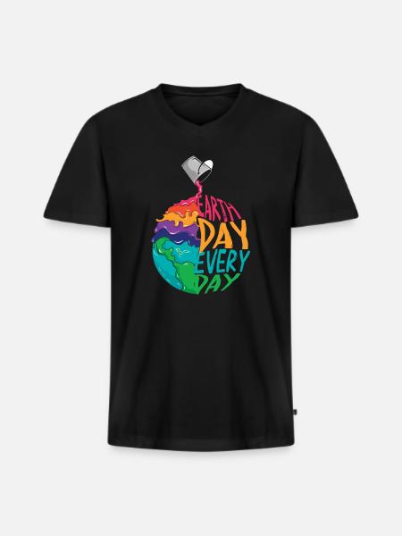 Earth Day Everyday Environmental Awareness - Men's Premium Organic T-shirt with V-neck - black