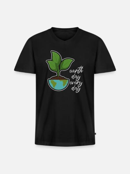 Earth Day Everyday Environmental Awareness - Men's Premium Organic T-shirt with V-neck - black