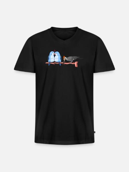Funny Bird Watcher Birding Watching - Men's Premium Organic T-shirt with V-neck - black