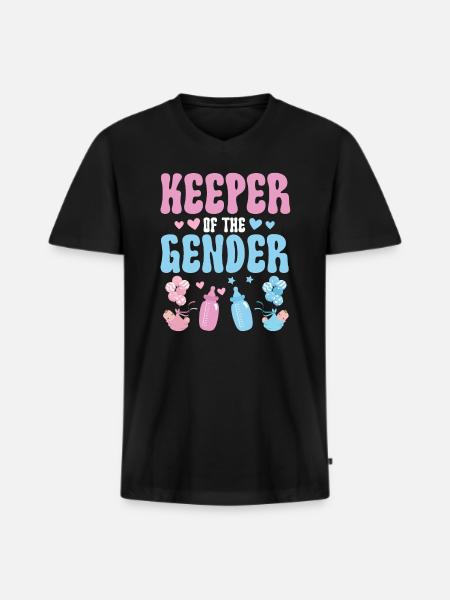 Hüter des Geschlechts - Männer Premium Bio T-Shirt mit V-Ausschnitt - Schwarz