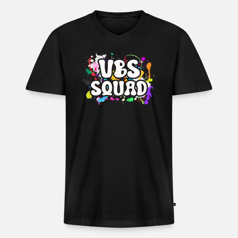 VBS Squad Bibel Shool - Männer Premium Bio T-Shirt mit V-Ausschnitt - Schwarz