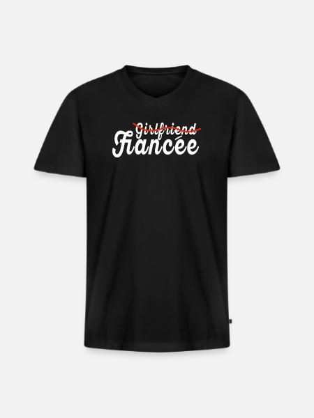 Fiancée Fiancée Fianc - T-shirt encolure en V Premium bio Homme - noir