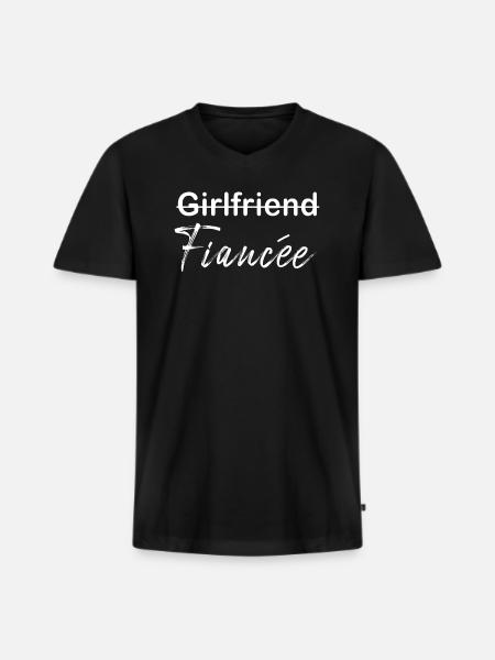 Fiancée Fiancée Fianc - T-shirt encolure en V Premium bio Homme - noir