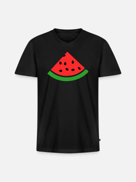 Melon pastèque - T-shirt encolure en V Premium bio Homme - noir