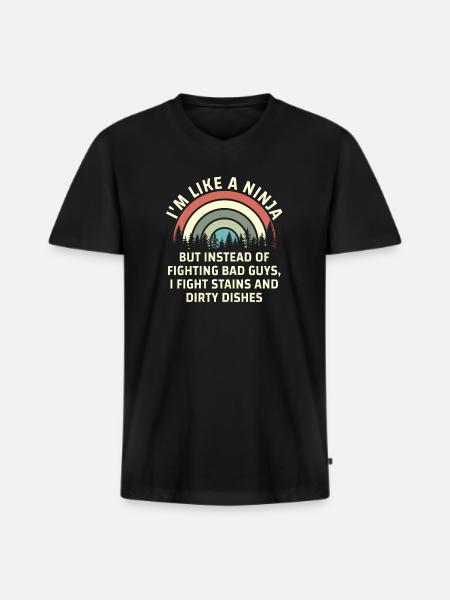 Like A Ninja Housewife - Men's Premium Organic T-shirt with V-neck - black