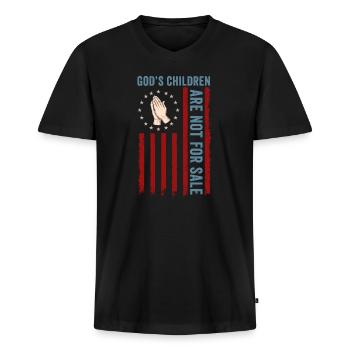 God's Children Are Not For Sale Christian Children - Men's Premium Organic T-shirt with V-neck - black - Front - Nico (187cm)
