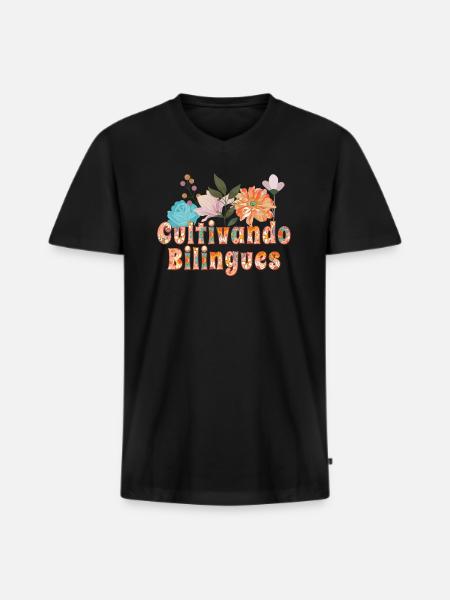 Cultivando Bilingües Spanish Teacher Apparel - Men's Premium Organic T-shirt with V-neck - black