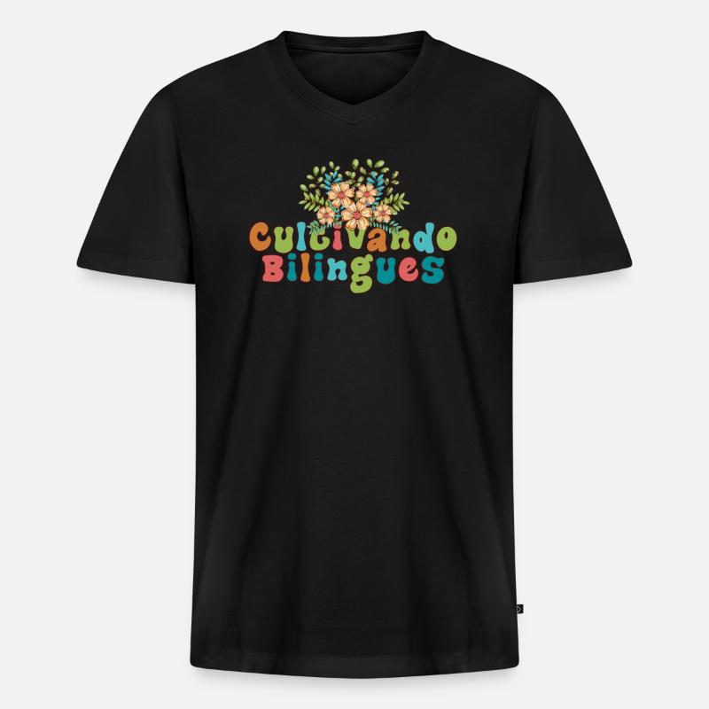 Cultivando Bilingües Spanischlehrer Bekleidung - Männer Premium Bio T-Shirt mit V-Ausschnitt - Schwarz