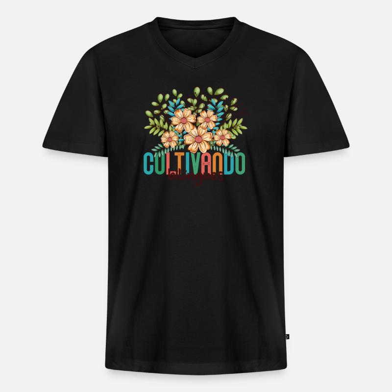 Cultivando Bilingües Spanischlehrer Bekleidung - Männer Premium Bio T-Shirt mit V-Ausschnitt - Schwarz
