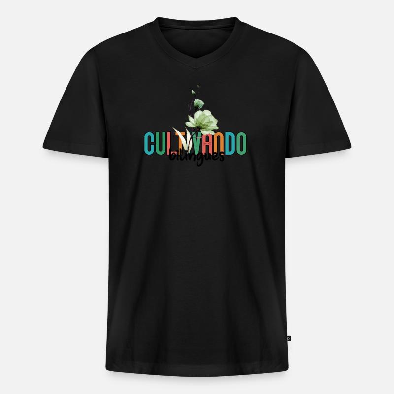 Cultivando Bilingües Spanischlehrer Bekleidung - Männer Premium Bio T-Shirt mit V-Ausschnitt - Schwarz
