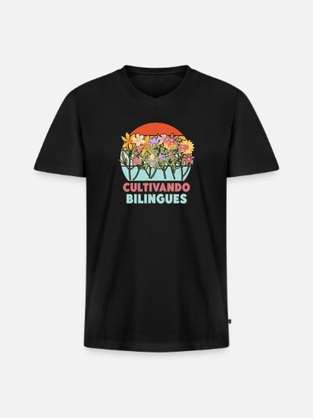 Cultivando Bilingües Spanish Teacher Apparel - Men's Premium Organic T-shirt with V-neck - black