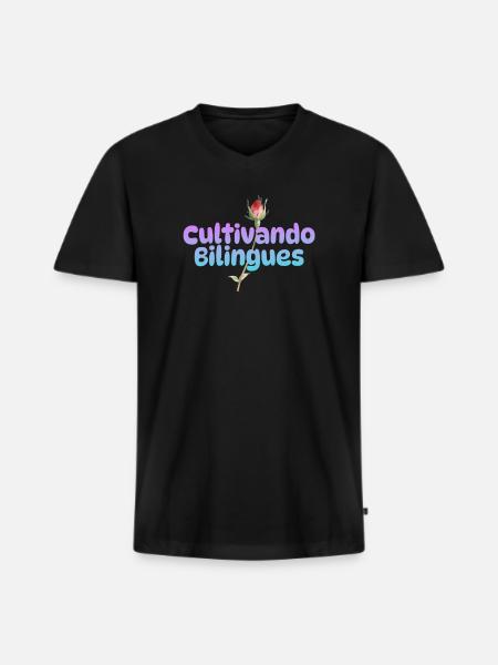 Cultivando Bilingües Spanish Teacher Apparel - Men's Premium Organic T-shirt with V-neck - black