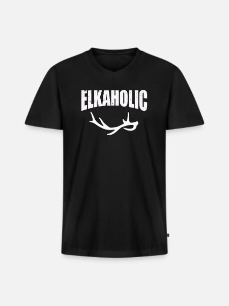 Elchjagd Elkaholic Jäger - Männer Premium Bio T-Shirt mit V-Ausschnitt - Schwarz