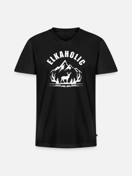 Elchjagd Elkaholic Jäger - Männer Premium Bio T-Shirt mit V-Ausschnitt - Schwarz