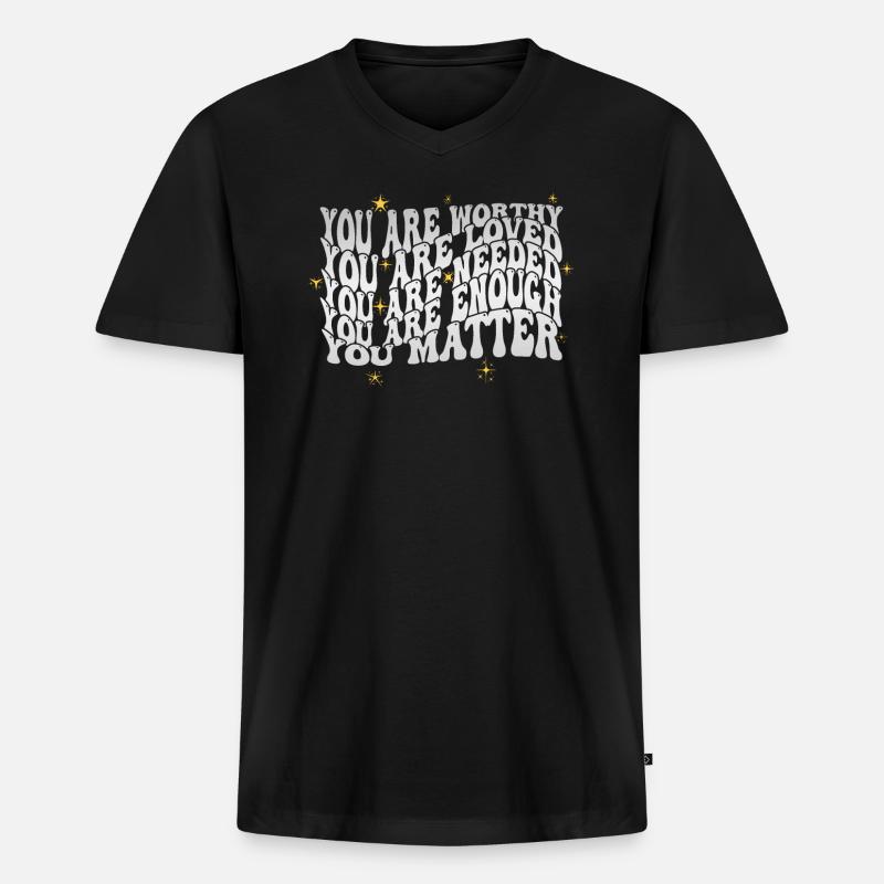 Dépression et conscience bipolaire : - T-shirt encolure en V Premium bio Homme - noir