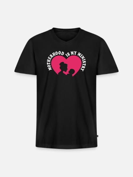 La maternité est mon ministère - T-shirt encolure en V Premium bio Homme - noir