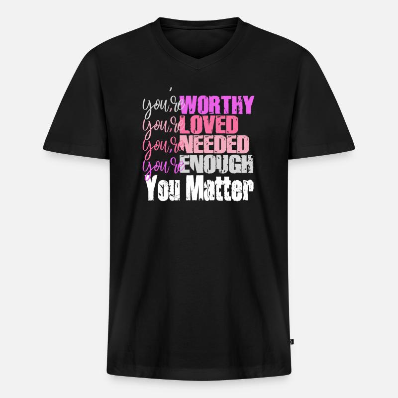 Dépression et conscience bipolaire : - T-shirt encolure en V Premium bio Homme - noir
