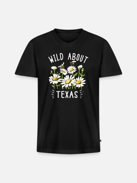 Wildflower Fields Wildflowers Bluebonnet - Men's Premium Organic T-shirt with V-neck - black