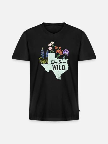 Wildflower Fields Wildflowers Bluebonnet - Men's Premium Organic T-shirt with V-neck - black