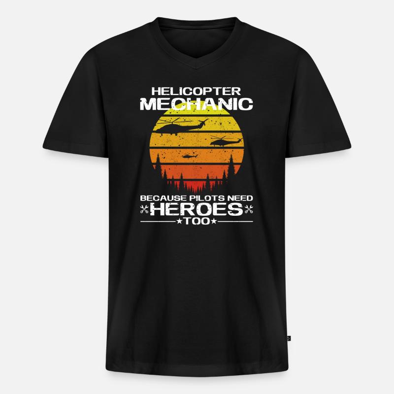 Hubschraubermechaniker-Heldenstolz - Männer Premium Bio T-Shirt mit V-Ausschnitt - Schwarz