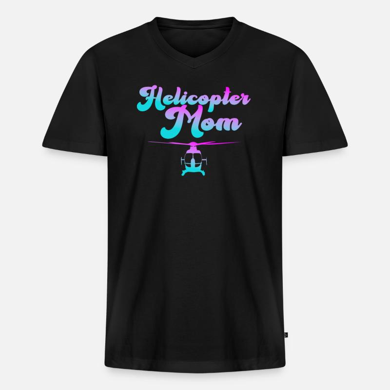 Helikopter Eltern Lustige Helikoptermutter - Männer Premium Bio T-Shirt mit V-Ausschnitt - Schwarz