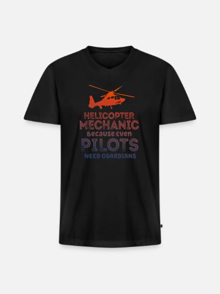 Helicopter Mechanic Guardian Pride - Men's Premium Organic T-shirt with V-neck - black
