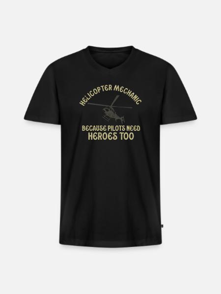 Helicopter Mechanic Heroes Pride - Men's Premium Organic T-shirt with V-neck - black