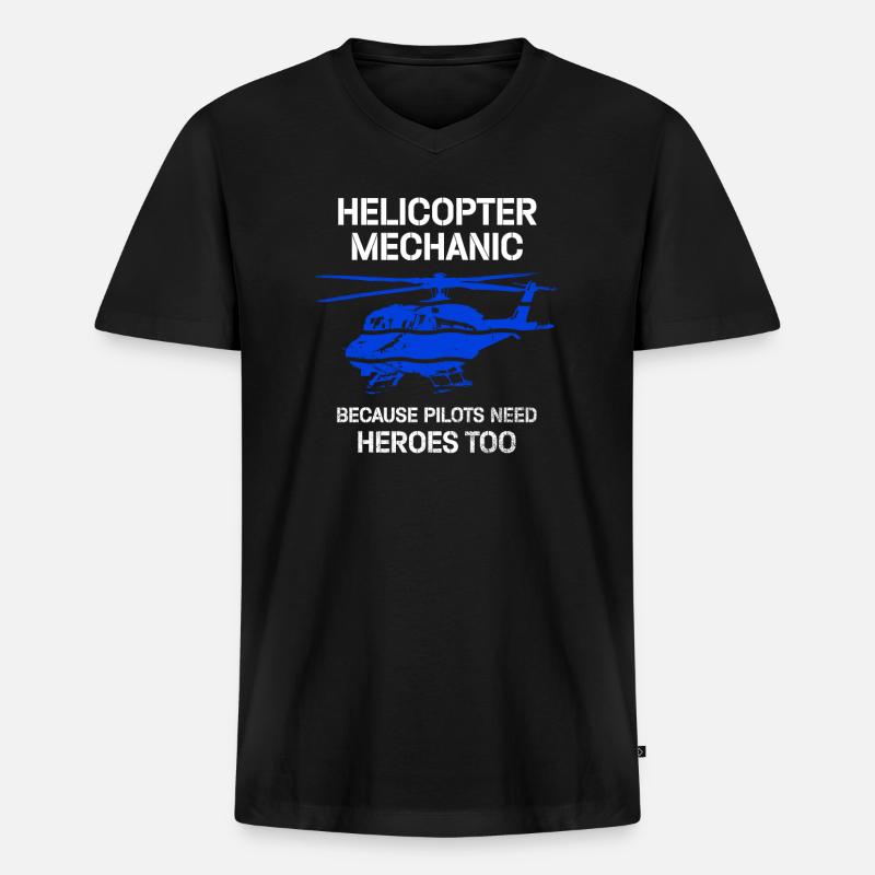 Hubschraubermechaniker-Heldenstolz - Männer Premium Bio T-Shirt mit V-Ausschnitt - Schwarz