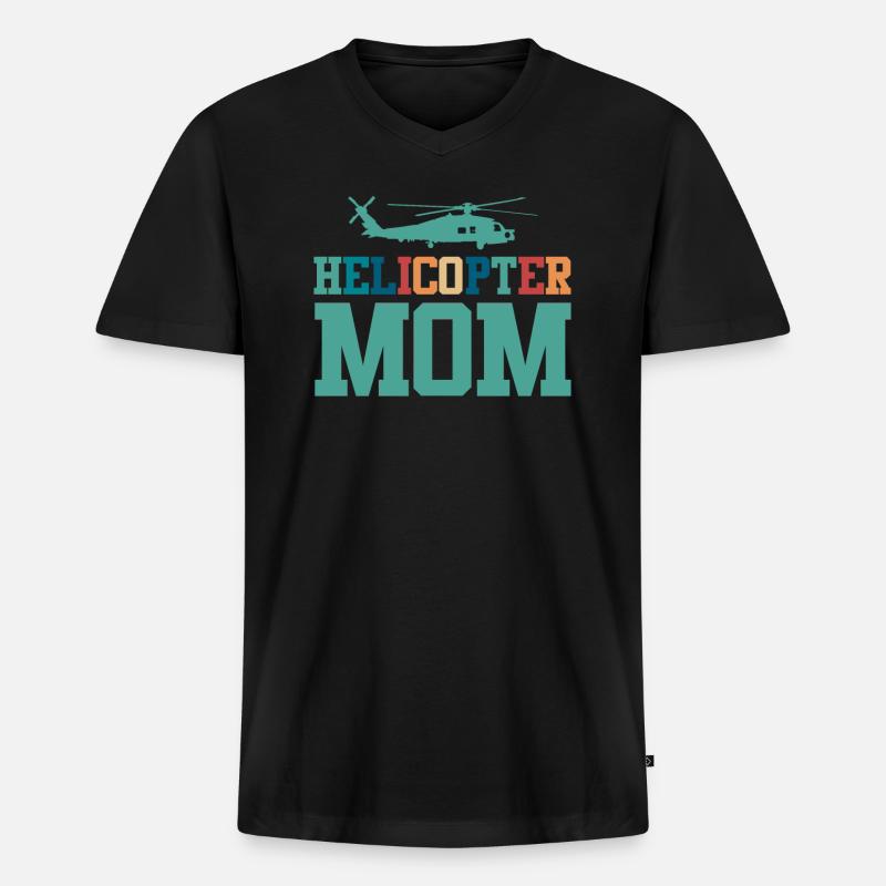 Helikopter Eltern Lustige Helikoptermutter - Männer Premium Bio T-Shirt mit V-Ausschnitt - Schwarz