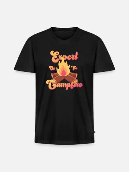 Expert Of Campfire Camping Expert - Men's Premium Organic T-shirt with V-neck - black