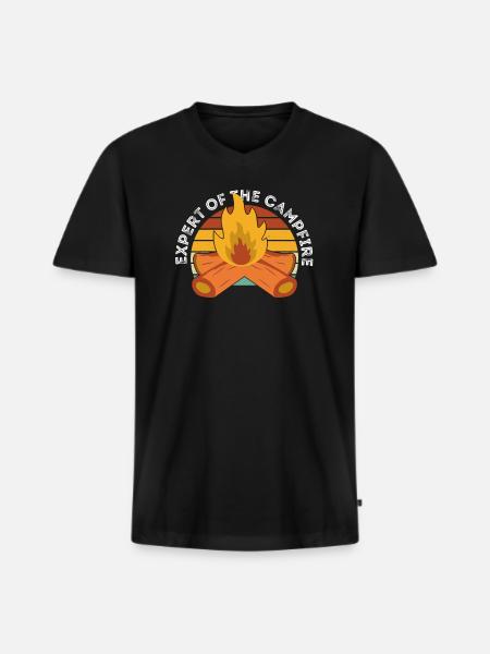 Expert Of Campfire Camping Expert - Men's Premium Organic T-shirt with V-neck - black