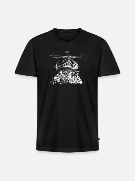 Rotorcraft Silhouette Helicopter Pilot - Men's Premium Organic T-shirt with V-neck - black