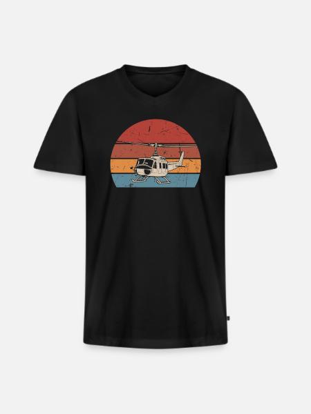 Rotorcraft Silhouette Helicopter Pilot - Men's Premium Organic T-shirt with V-neck - black