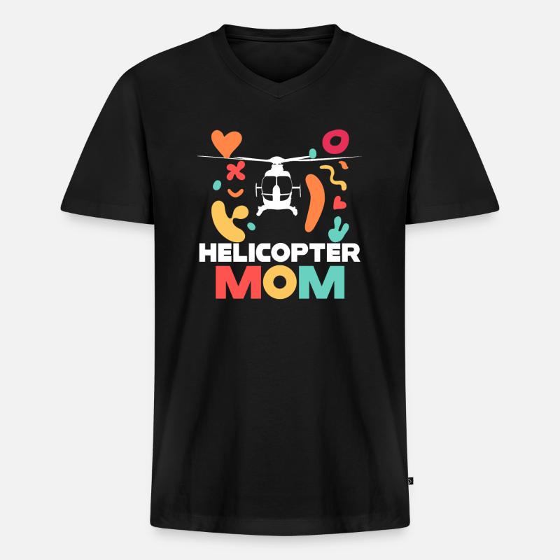 Helikopter Eltern Lustige Helikoptermutter - Männer Premium Bio T-Shirt mit V-Ausschnitt - Schwarz