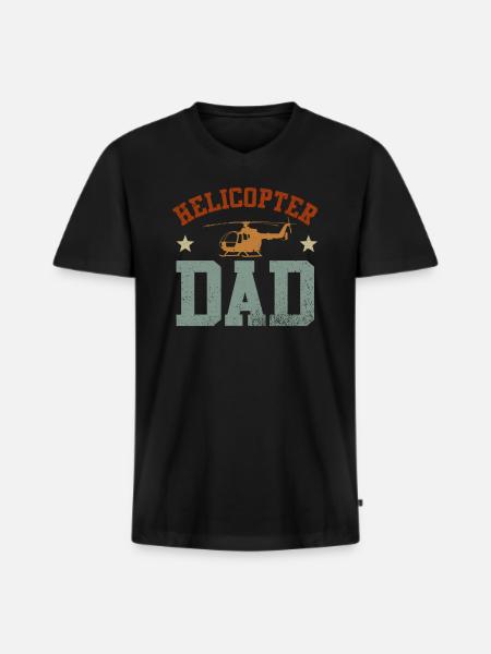 Helicopter Parents Funny Men Pilot - Men's Premium Organic T-shirt with V-neck - black