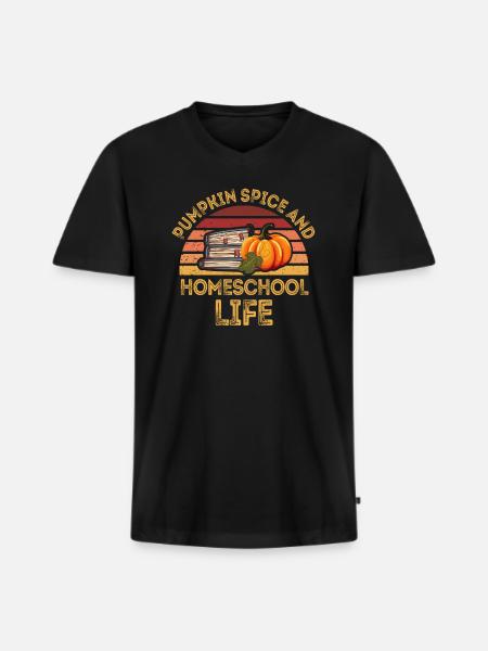 Pumpkin Spice And Homeschool Life - Men's Premium Organic T-shirt with V-neck - black