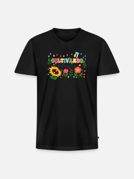 Cultivando Bilingües Spanischlehrer - Männer Premium Bio T-Shirt mit V-Ausschnitt - Schwarz