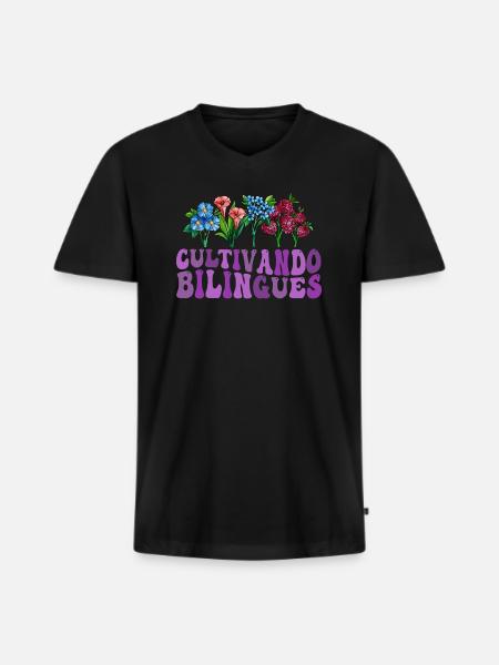 Cultivando Bilingües Spanish Teacher - Men's Premium Organic T-shirt with V-neck - black