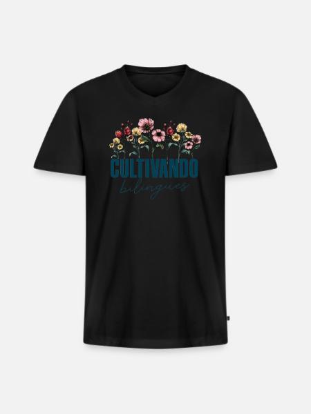 Cultivando Bilingües Spanish Teacher - Men's Premium Organic T-shirt with V-neck - black