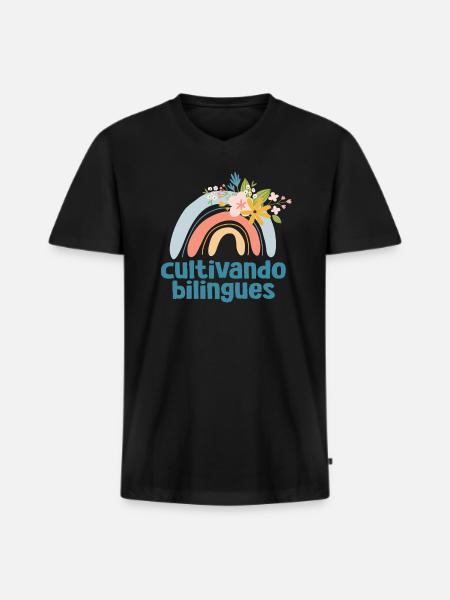 Cultivando Bilingües Spanish Teacher - Men's Premium Organic T-shirt with V-neck - black
