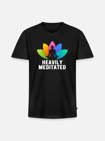 Heavily Meditated - Men's Premium Organic T-shirt with V-neck - black